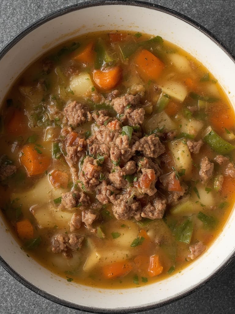 Vegetable Soup with Ground Beef Ingredients
