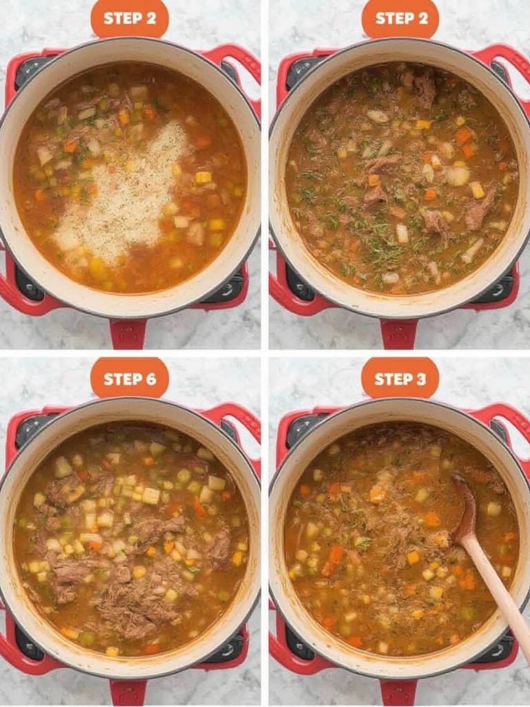 Vegetable Soup with Ground Beef Steps
