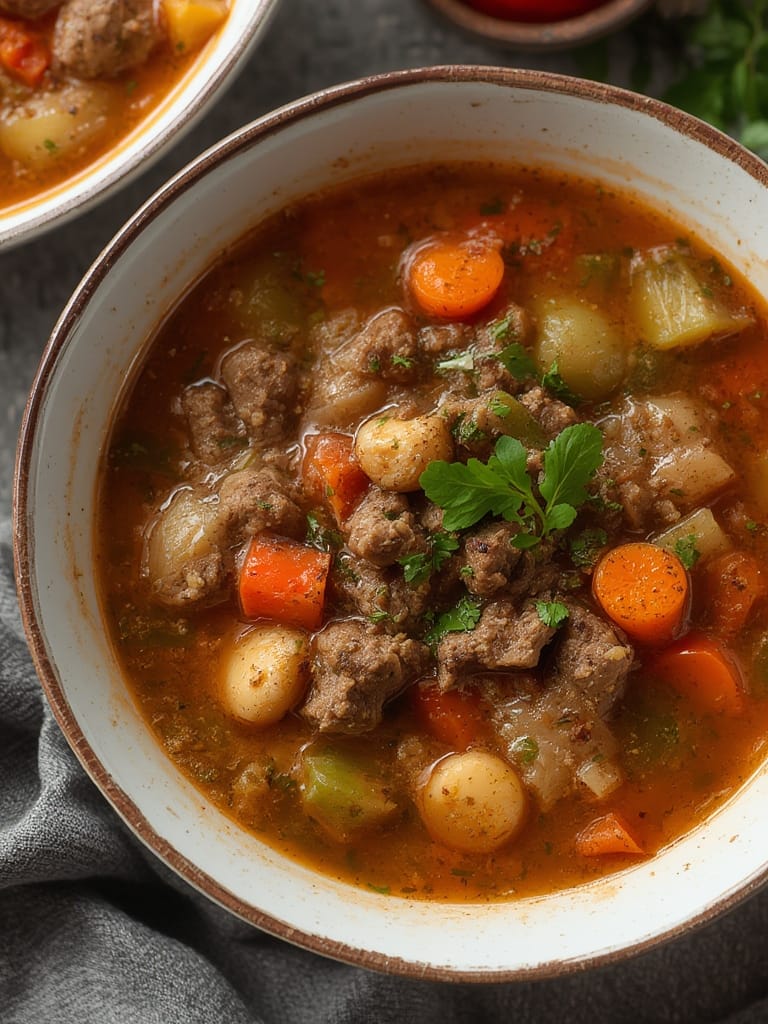 vegetable soup with ground beef
