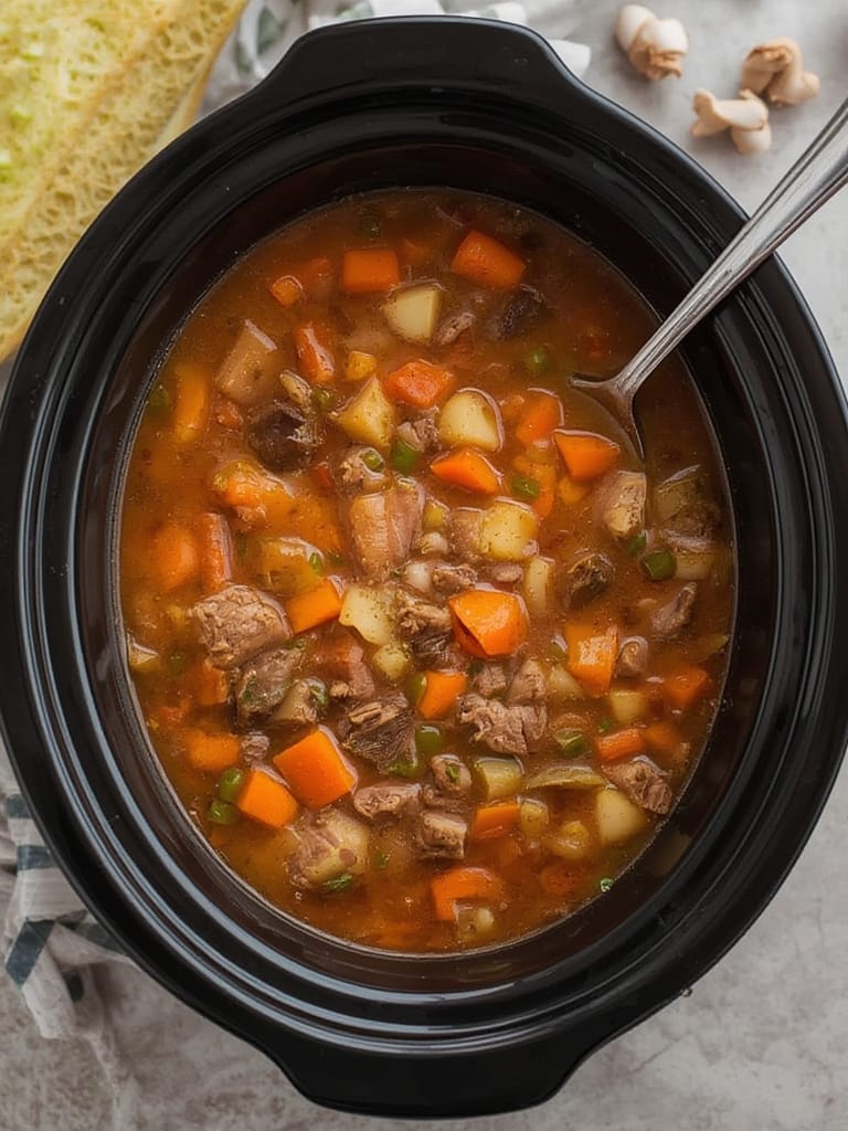 veggie beef soup in crock pot