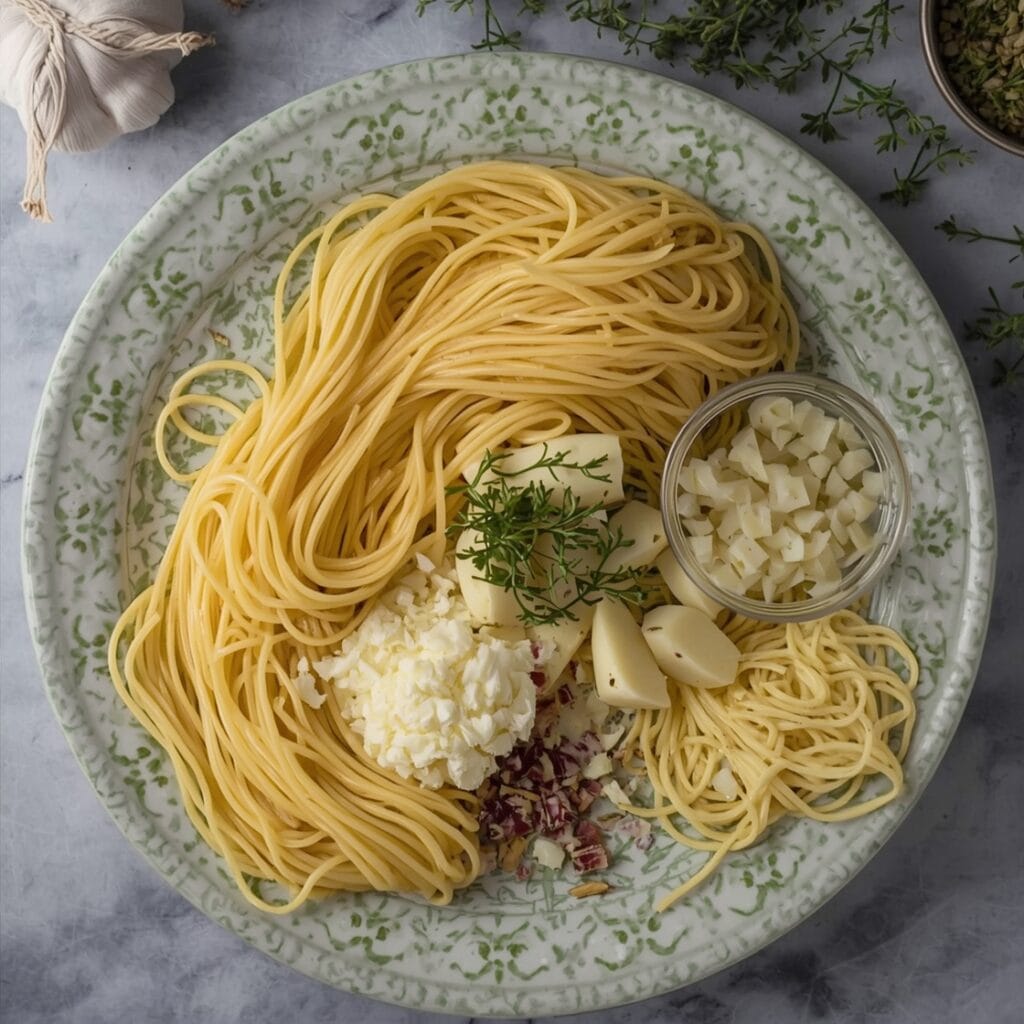 Creamy Garlic Pasta ingredients
