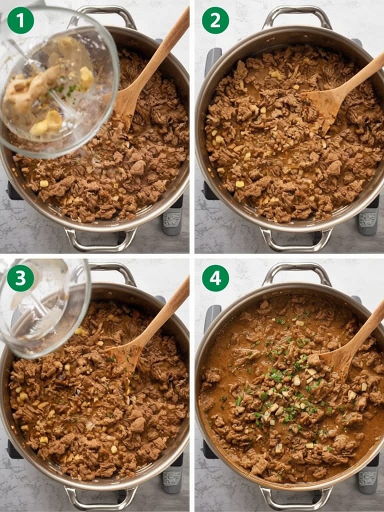ground beef stroganoff steps